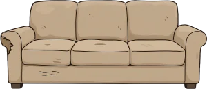 Illustration of an old worn couch ready for junk and furniture removal